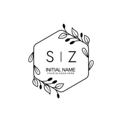 Initial SZ beauty monogram and elegant logo design, handwriting logo of initial signature, wedding, fashion, floral