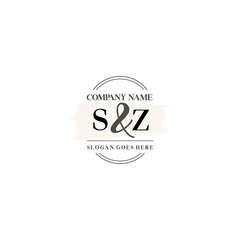 Initial letter SZ beauty handwriting logo vector
