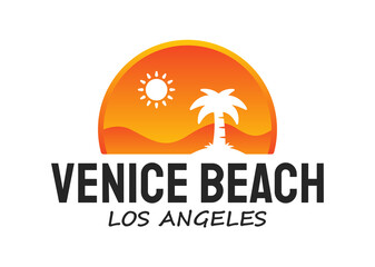 Fototapeta na wymiar Venice Beach in Los Angeles symbol logo. Vector illustration.