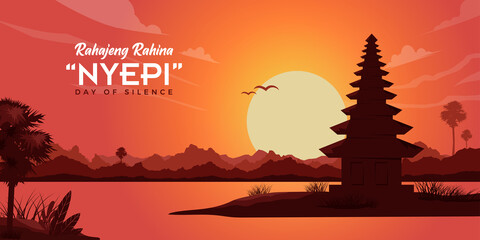 Peaceful Sunset in Bali island happy silence day