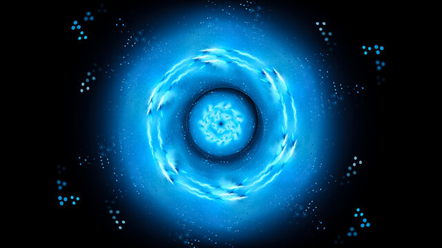 Blue glowing spinning electric force abstract background