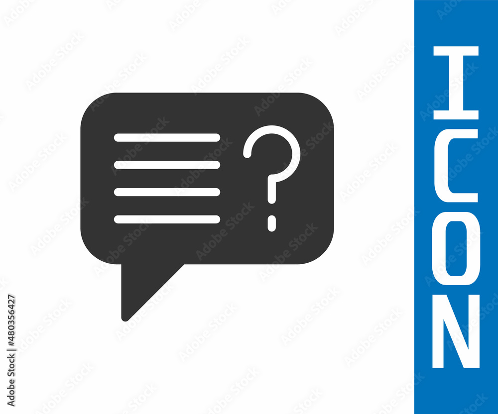 Poster grey unknown search icon isolated on white background. magnifying glass and question mark. vector