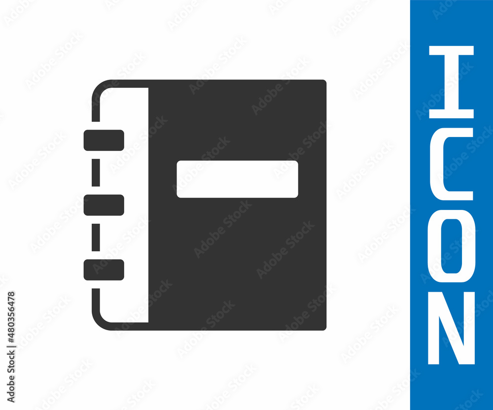 Poster grey notebook icon isolated on white background. spiral notepad icon. school notebook. writing pad. 