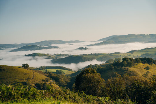 morning fog in the mountains of the Pyrenees
