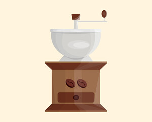 Manual coffee grinder.  Vector illustration for product design, for packaging, for cafes, for the Internet.
