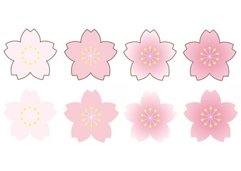 シンプルでかわいい桜の花のイラスト　花芯あり　