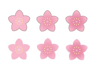 シンプルでかわいい桃の花のイラスト　