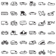 Transportation And Vehicles Icons. Line With Fill Design. Vector Illustration.