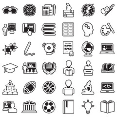 University Icons. Line With Fill Design. Vector Illustration.