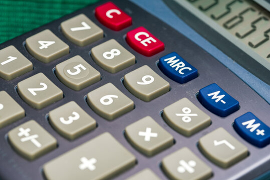 Calculator close up. Macro photo
