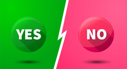 Yes and no 3d glossy buttons. Vector design