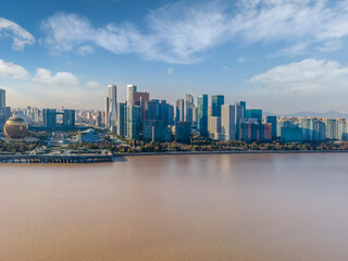 Obraz premium Aerial photography of modern urban landscape of Hangzhou, China
