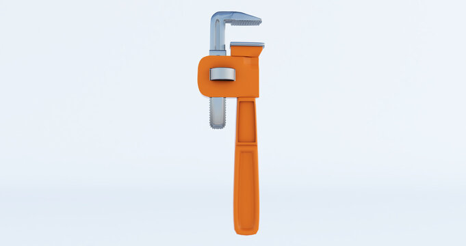 3d render of Pipe wrench isolated on white background