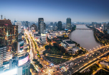 Fototapeta na wymiar Aerial photography China Ningbo modern city landscape night view