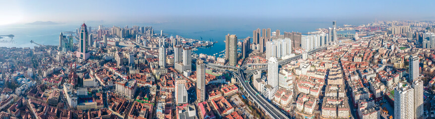 Fototapeta na wymiar Aerial photography of modern urban landscape of Qingdao, China