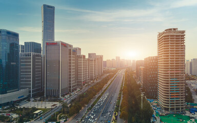 Fototapeta na wymiar Aerial photography of modern urban landscape of Jinan, China