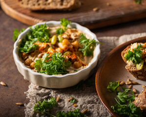 Healthy hummus with bread