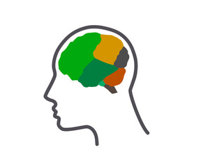 Areas of the brain and head. Symbol. Vector illustration.