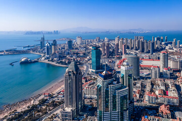 Fototapeta na wymiar Aerial photography of modern city scenery of Qingdao, China
