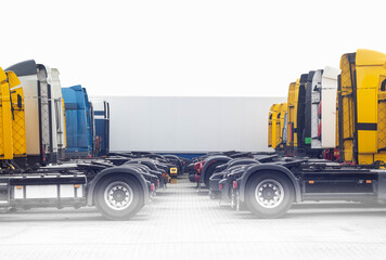 Trucks parked beautifully background shot with copy space