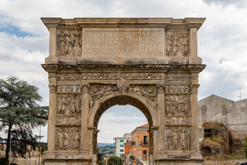 Fototapeta na wymiar Arch of Trajan, ancient Roman triumphal arch, Benevento, Campania, Italy