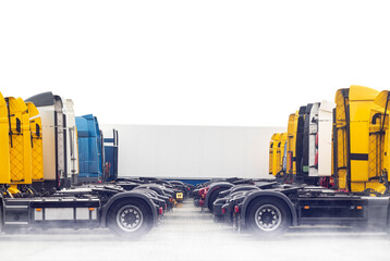 Obraz na płótnie Canvas Trucks parked beautifully background shot with copy space