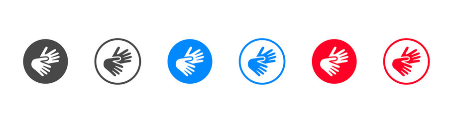 Set Icons Sign Language Deaf People Communicate Round