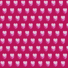 Valentine's pattern with hearts on a smooth background in trendy coral colors