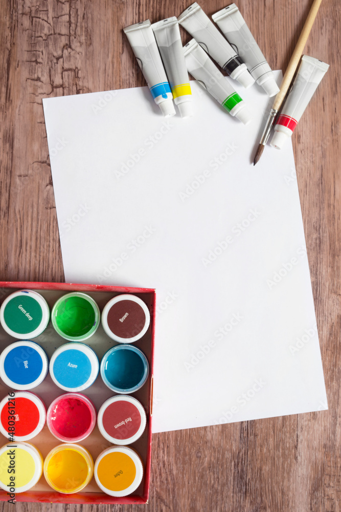 Canvas Prints Drawing equipment on wood background