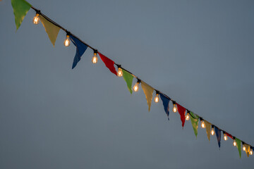 colorful flags with lights