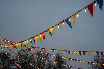 colorful flags with lights
