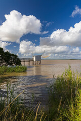 Traditional fishing hut on river Gironde, Bordeaux, Aquitaine, France