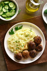 Mashed potatoes with minced meat cutlets