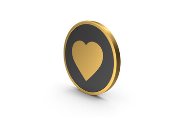 Fototapeta na wymiar 3d golden heart icon