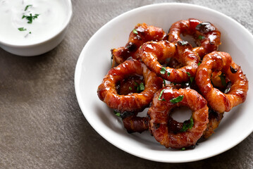 Bacon wrapped onion rings
