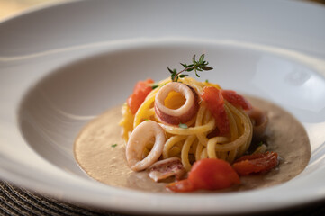 Spaghetti Tomato and Squid