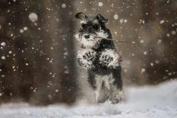 yorkshire terrier in a snow