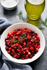 Beet salad in bowl
