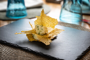Cod with herbs and polenta chips