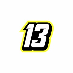 Racing number 13 logo design inspiration