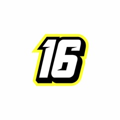 Racing number 16 logo design inspiration