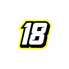 Racing number 18 logo design inspiration
