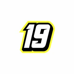 Racing number 19 logo design inspiration