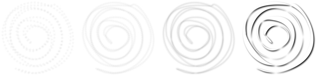 Set of phantom spirals_4 with shadow on a transparent background. Vector. Separate change of elements. Ability to change to any size without loss of quality.