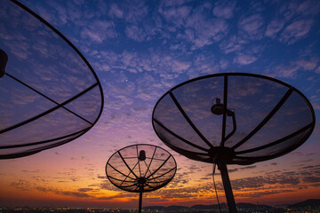 Satellite dish sky cloud sunset communication technology network