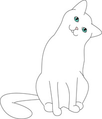 Obraz premium White cat on white background illustration