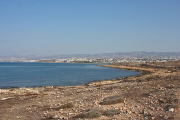Mediterranean sea coastline of Paphos city, Cyprus