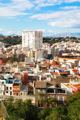 View of the roofs of the buildings of Alicante from the top of the Castillo Santa Barbara