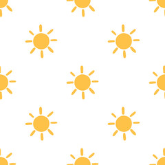 Hand-drawn sun seamless repeat vector pattern