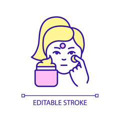 Skincare spot treatment RGB color icon. Anti acne cosmetic product. Healthy skin routine. Isolated vector illustration. Simple filled line drawing. Editable stroke. Arial font used